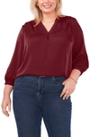 Vince Camuto Rumple Satin Blouse In Dp Cranberry