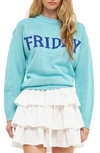 English Factory Weekday Motif Sweater In Aqua