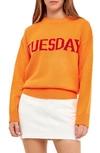 English Factory Weekday Motif Sweater In Orange/ Red
