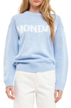 English Factory Weekday Motif Sweater In Powder Blue