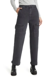 Ag Knoxx High Waist Cargo Straight Leg Jeans In Sulfur Black