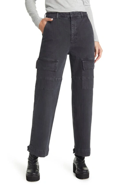 Ag Knoxx High Waist Cargo Straight Leg Jeans In Sulfur Black