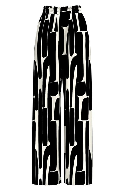 Diarrablu Leer Hera Print Palazzo Trousers In Black