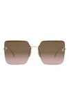 Fendi 59mm Gradient Square Sunglasses In Shiny Endura Gold Metal