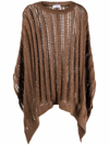 BRUNELLO CUCINELLI PONCHO IN LINEN AND COTTON BLEND