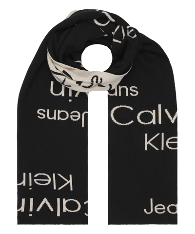 Calvin Klein Jeans Est.1978 Cotton Wool Scarf In Black