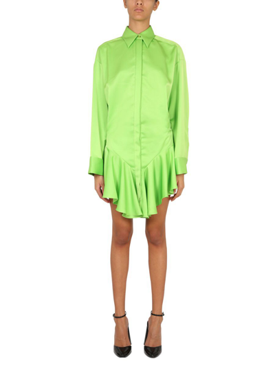 Attico Candice Asymmetric Mini Dress In Green