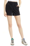 Topshop Pull-on Cotton Shorts In Black