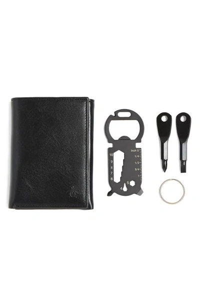 Original Penguin Trifold Wallet & Multi Use Tool Set In Black