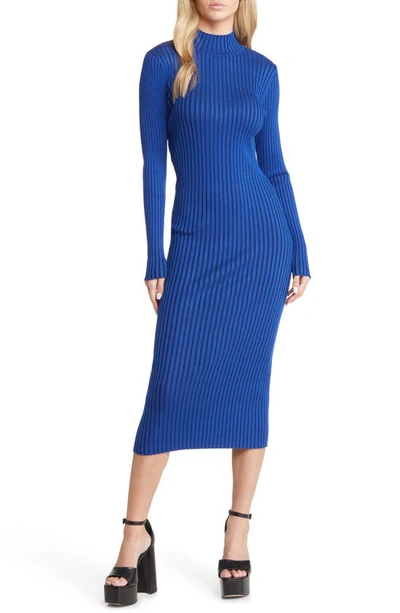 Vero Moda Willow Open Back Long Sleeve Rib Midi Sweater Dress In Sodalite  Blue | ModeSens