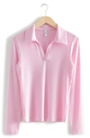 & Other Stories Long Sleeve Rib Polo In Pink