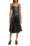 Proenza Schouler White Label Drop Waist Pleated Faux Leather Midi Dress In Black