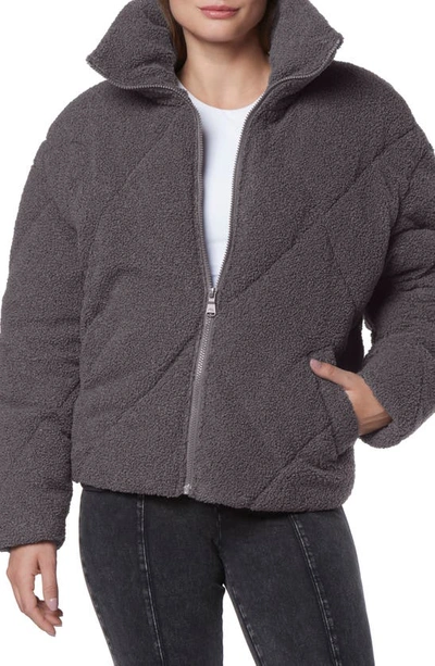 Marc New York High Pile Fleece Puffer Jacket In Pavement