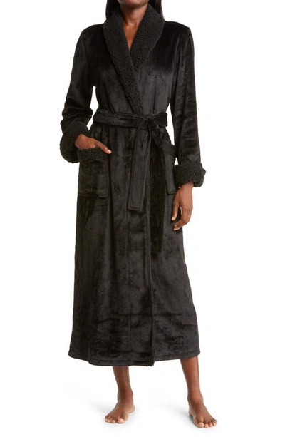 Natori Plush Sherpa Wrap Robe In Black