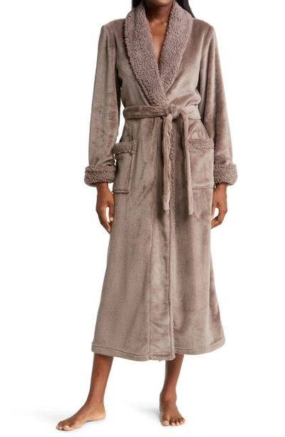 Natori Plush Sherpa Wrap Robe In Toasted Taupe