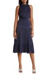 sam edelman halter midi dress Mock Neck Tiered In Navy treat30