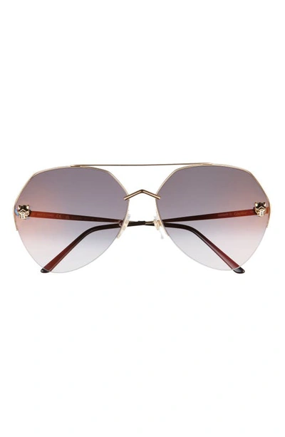 Cartier 64mm Gradient Oversize Panthos Sunglasses In Gold