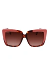 Ferragamo 55mm Gradient Rectangular Sunglasses In Red Tortoise/ Rose