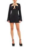 Endless Rose Crossover Cutout Long Sleeve Minidress In Black