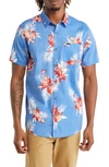 RIP CURL HAWAII ISLAND TIME FLORAL STRETCH SHORT SLEEVE BUTTON-UP SHIRT
