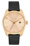 Nixon Thalia Leather Strap Watch, 38mm In Light Gold / Black