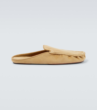 Auralee Suede Moccasin Slippers In Neutrals