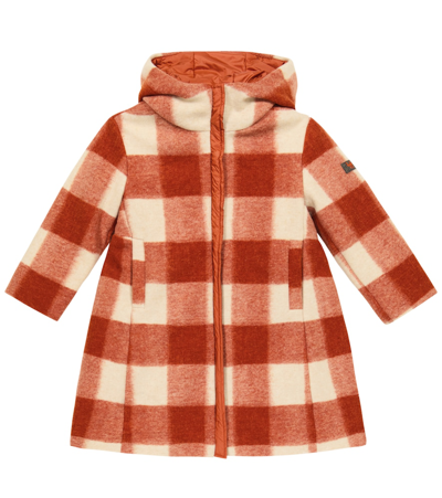 Il Gufo Kids' Checked Hooded Parka In Copper