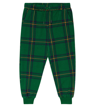 Mini Rodini Kids' Checked Cotton Sweatpants In Green