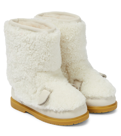 Donsje Irfi Shearling Boots In Off White Curly Sheep Wool