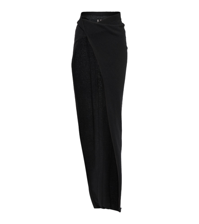 Rick Owens Asymmetric Cashmere And Wool Maxi Skirt In Black