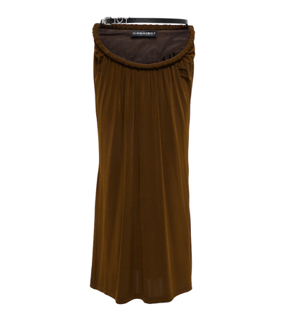 Y/project Belted Jersey Midi Skirt In Brown