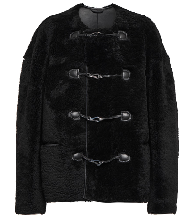 Totême Teddy Embellished Shearling Jacket In Black
