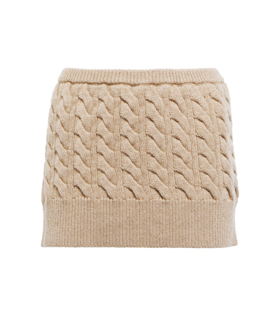 Christopher Esber Cable-knit Wool And Cashmere Miniskirt In Neutral