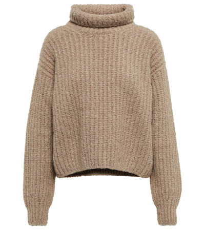Loro Piana Ribbed-knit Cashmere Turtleneck Sweater In Brown