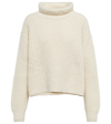 Loro Piana Ribbed Cashmere Turtleneck Sweater In White Snow