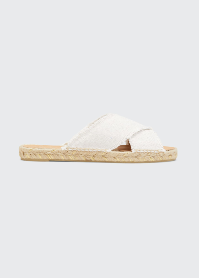 Castaã±er Castañer Palmera Glittered Fringed Espadrille Slides In White