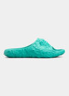 Versace Men's Baroque & Medusa Head Embossed Pool Slides In Turquoise