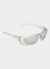 Rick Owens Men's Rick Clear Frame Square Sunglasses In Silver