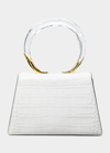 Alexis Bittar Lucite Quad Croc-embossed Top-handle Bag In White