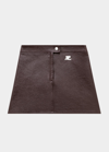 Courrèges Fitted Burgundy Mini Skirt With Shiny Finish In Red