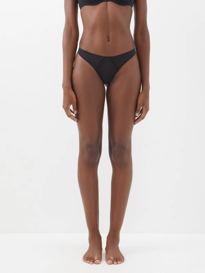 Agent Provocateur Sara Scallop-embroidered Tulle Thong In Black