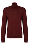 Hugo Boss Slim-fit Rollneck Sweater In Virgin Wool In Dark Red