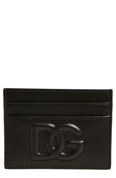 Dolce & Gabbana Dg Logo Leather Card Case In Black