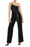 Likely Yara One-shoulder Satin Jumpsuit In Black