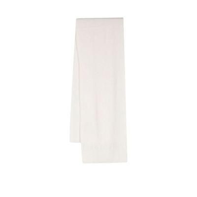Valentino Vlogo Signature Ribbed-knit Scarf In White