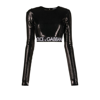 Dolce & Gabbana Long Sleeve Embellished Crop Top In Black