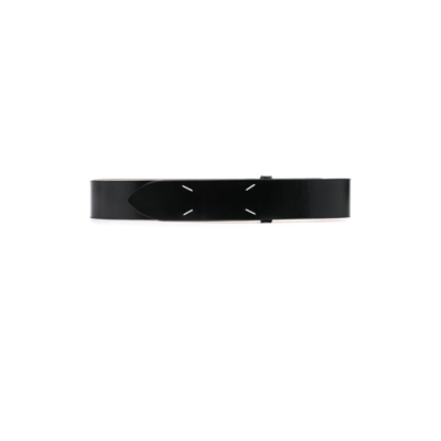 Maison Margiela Black Four-stitch Logo Leather Belt