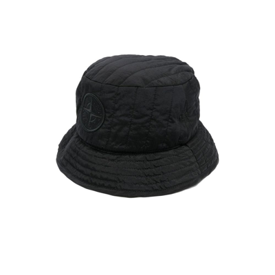 Stone Island Black Logo Bucket Hat