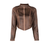 Kim Shui Brown Moto Faux Leather Open Seam Jacket In Brown