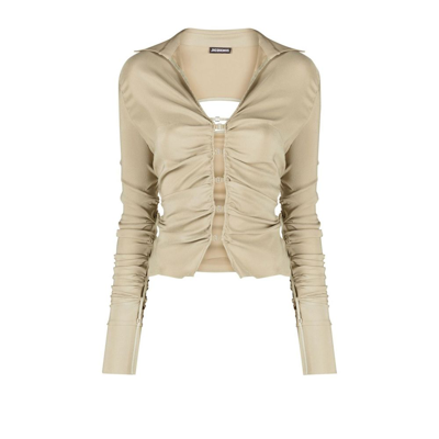 Jacquemus V-neck Long-sleeve Cardigan In Nude